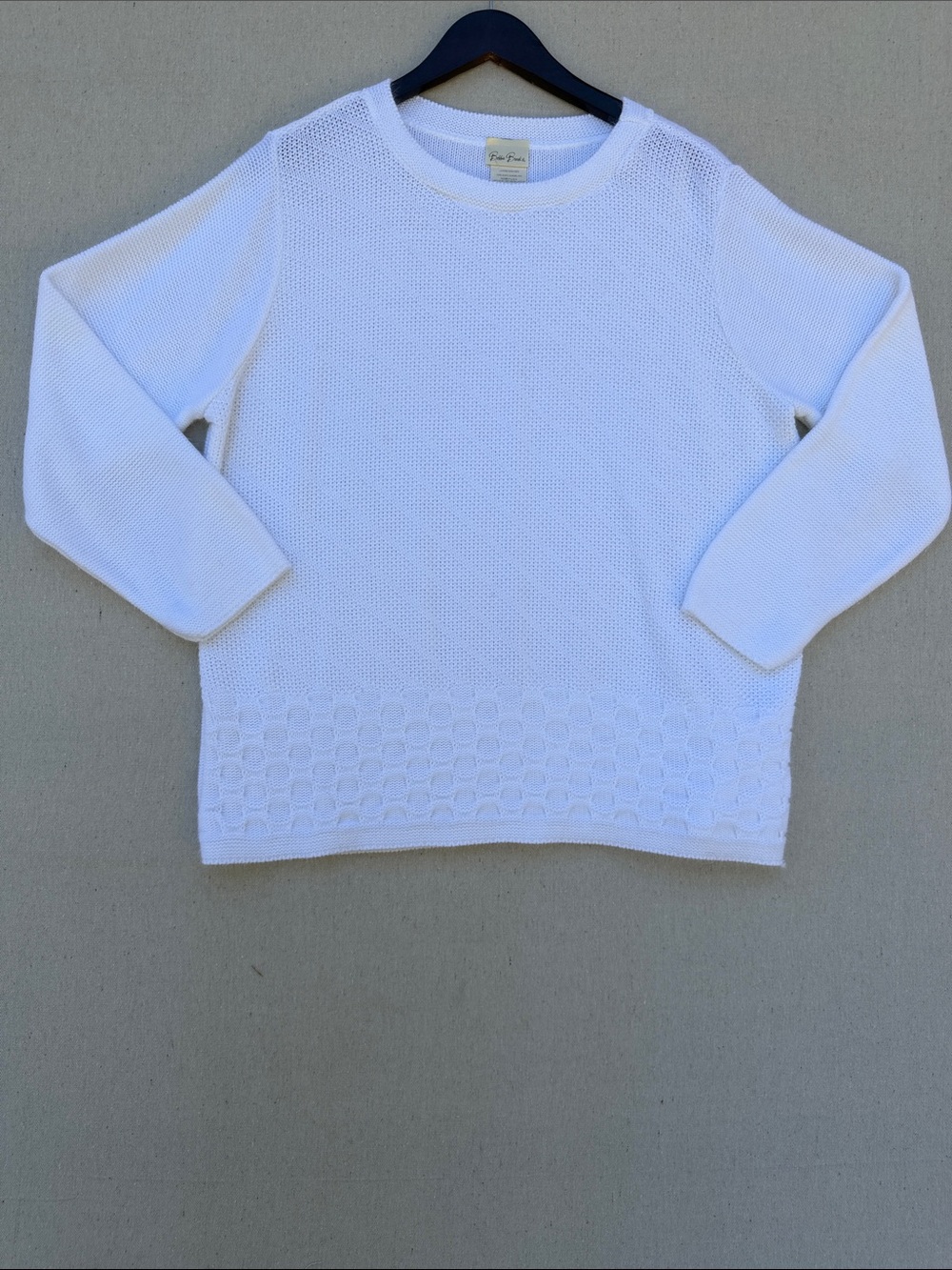 Bobbie Brooks White Crewneck Textured Knit Sweater